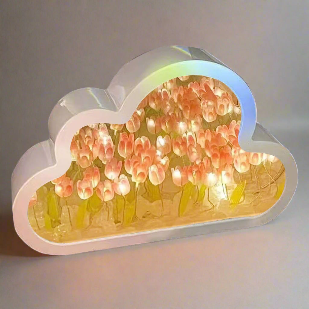 Clouds Tulip Lamps LED Night Light Mirror Table Lamps DIY Bedroom Ornaments Decoration Mirror Table Lights