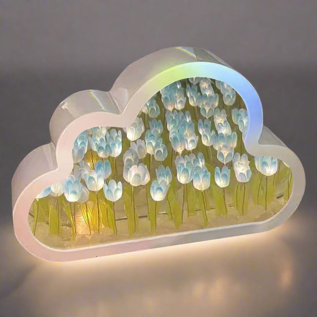 Clouds Tulip Lamps LED Night Light Mirror Table Lamps DIY Bedroom Ornaments Decoration Mirror Table Lights