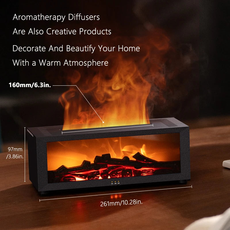 Ultrasonic Humidifier 150Ml Fireplace Aroma Machine 7 Color Flame Remote Control Auto off Timer for Home and Office Use