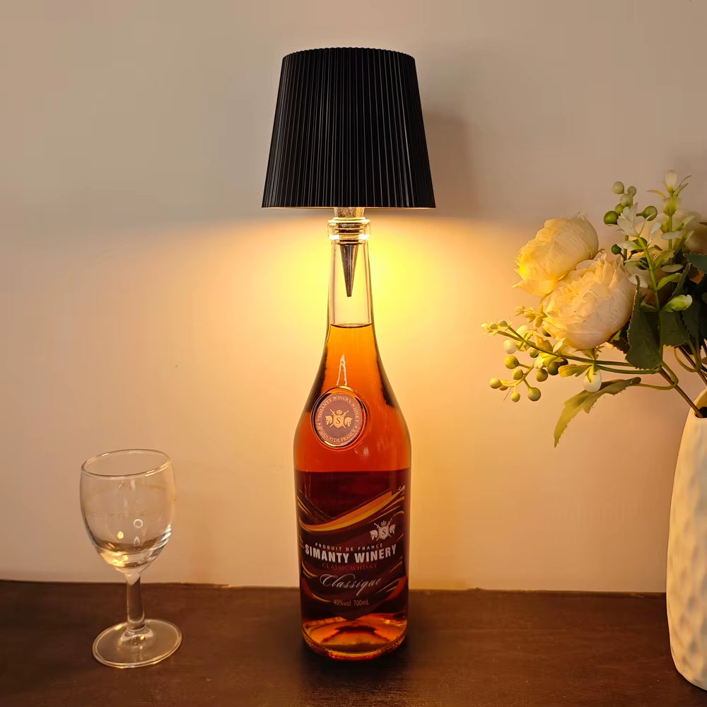Wine Bottle Lamp LED Table Lamp 3 Color Stepless Dimming Rechargeable Touch Control Wine Bottle Lamp Atmosphere Night Light