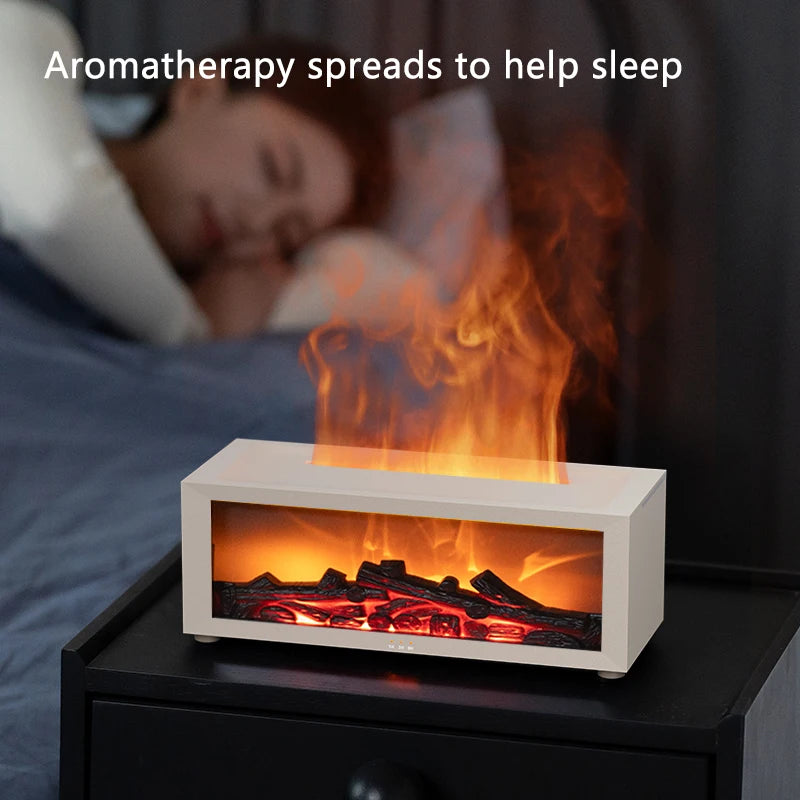 Ultrasonic Humidifier 150Ml Fireplace Aroma Machine 7 Color Flame Remote Control Auto off Timer for Home and Office Use